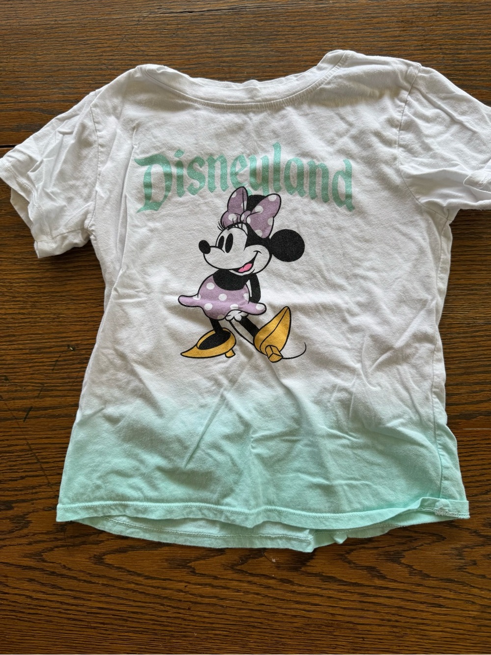 Disneyland Kids Minnie Mouse Ombre White to Mint T-Shirt